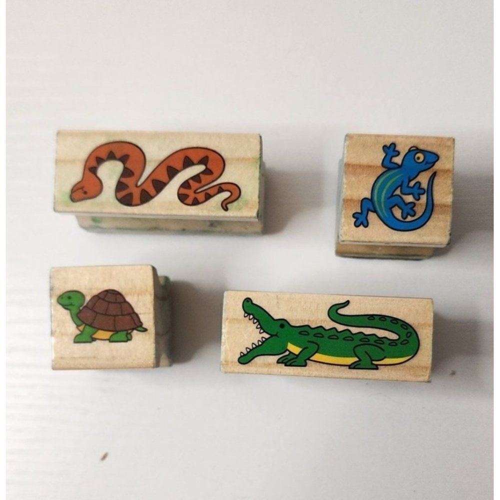 Set of 4 Reptile Rubber Stamps